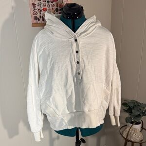 Aemi+Co White Hooded Button-Up Sweatshirt